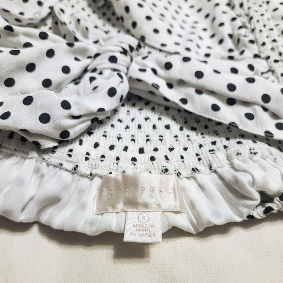 Tori Praver Ariana Polka Dot Romper White Black Small - Picture 11 of 12